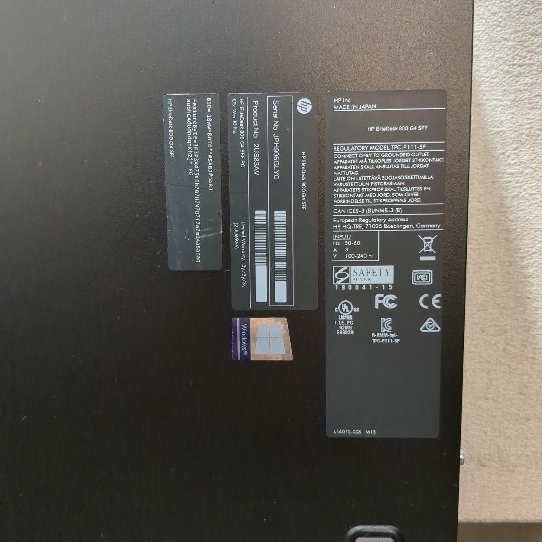 HP EliteDesk 800 G4 SFF デスクトップPC　M2325