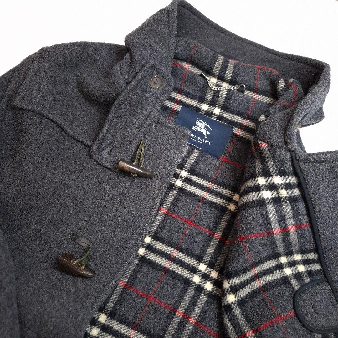 【人気】BURBERRY LONDON ダッフルコート チェック グレー L相当