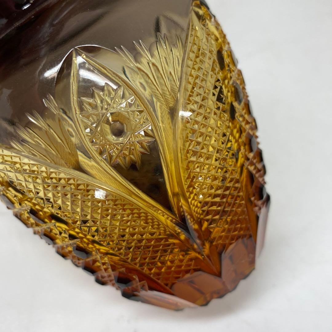 黒木国昭　綾切子　アンバーパープル二色切子茶入　共箱トニコ東さ7-0219☆2F