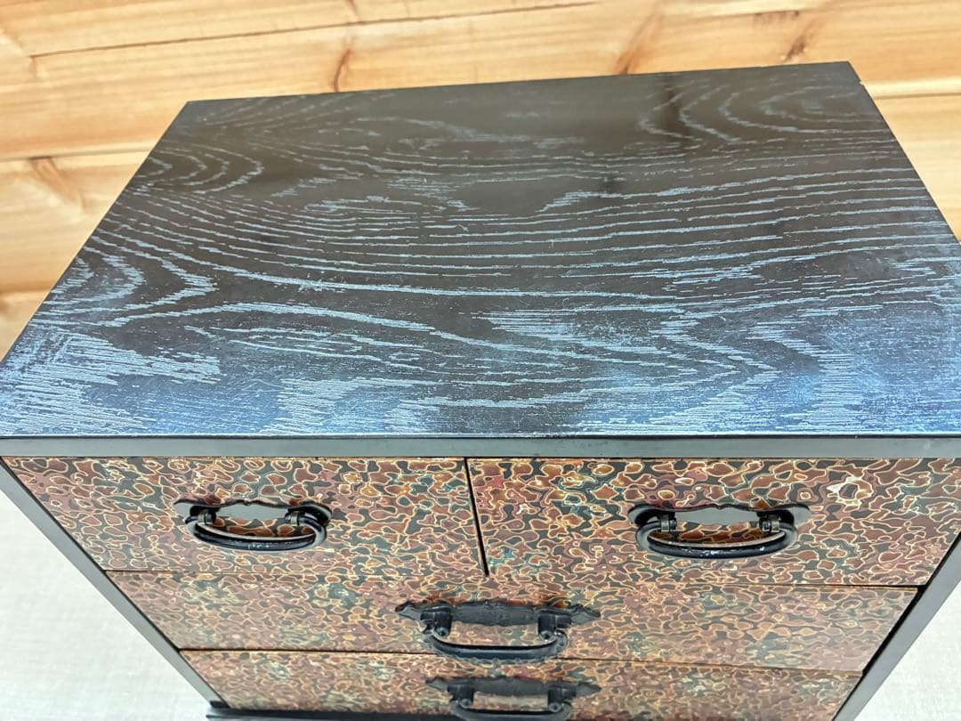 津軽塗 三段小引き出し 古道具 漆塗り 和モダン収納