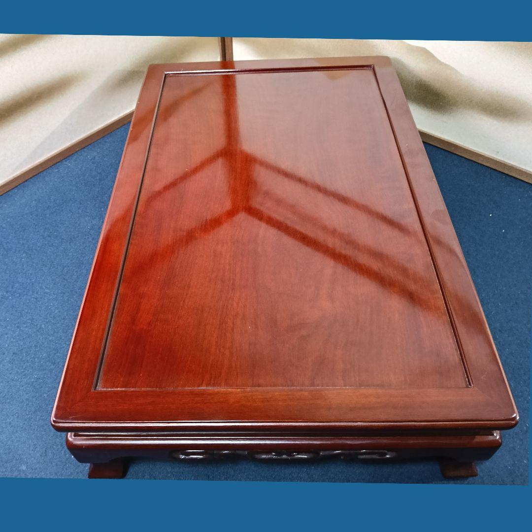 AO32 カリモク 花梨 カリン 平卓 花台 香炉台 盆栽台 飾台 透し彫り