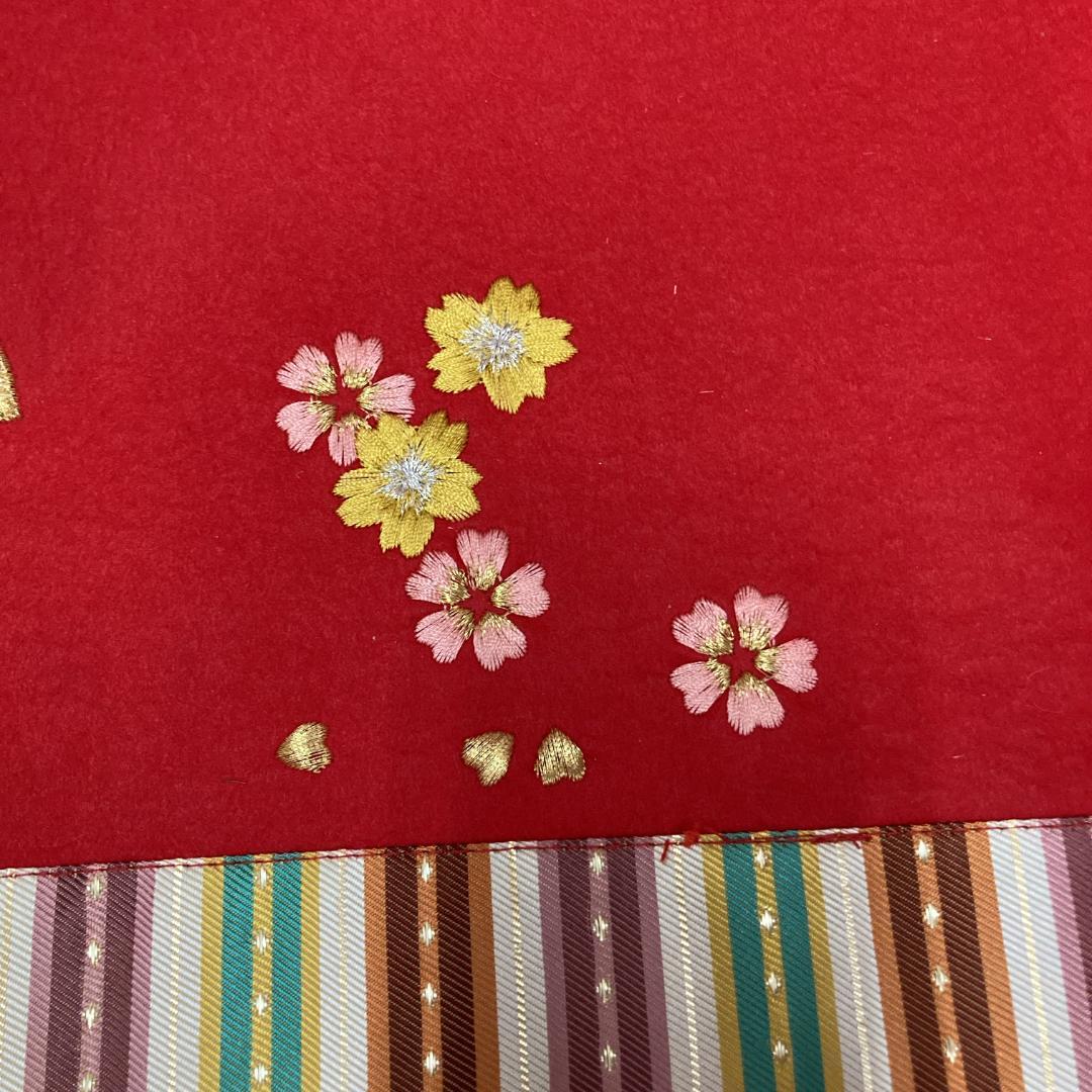 MS24　140×295㎝位　７段飾り毛せん　ひな人形布　７段赤布　段飾り毛せん