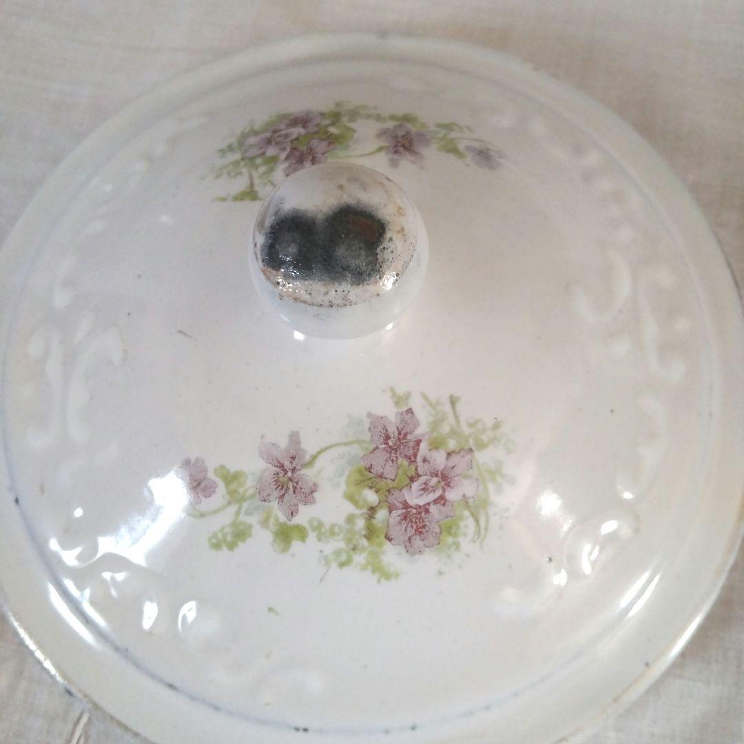 レア✨フランスアンティーク BF社 ホーローキャニスター すみれ 菫 花柄