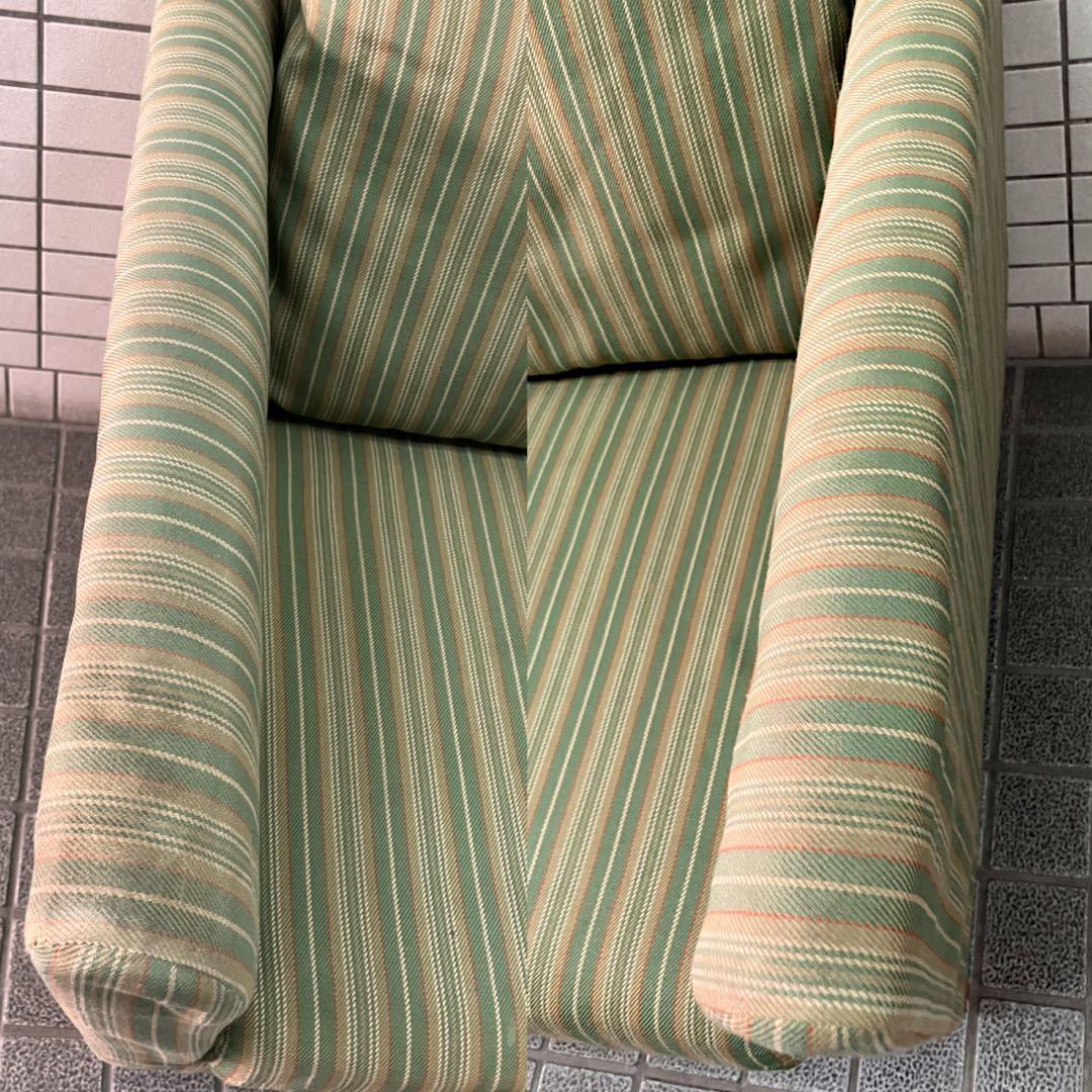 karimoku カリモク マルチカラーストライプ2人掛けソファ　グリーン　希少