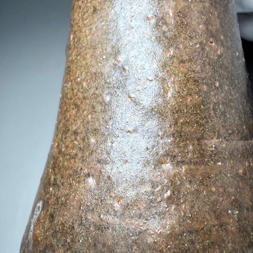 古唐津　花生　共箱　古美術　枯れの美　釉薬の流れ　19cm　蒐集家放出品