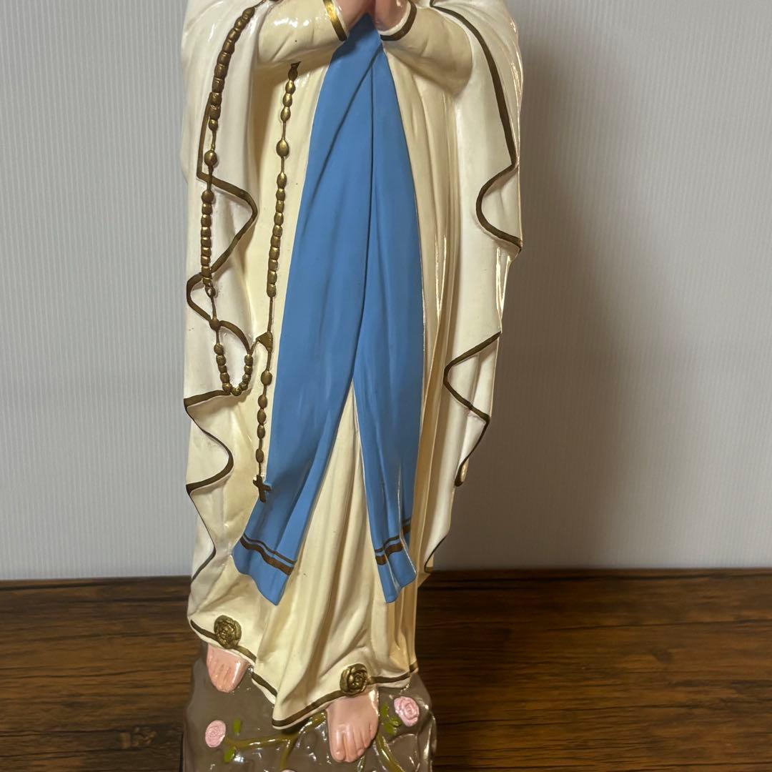 【未使用】マリア像　高さ５2cm 彫刻　ルルドの聖母像　置物　キリスト教