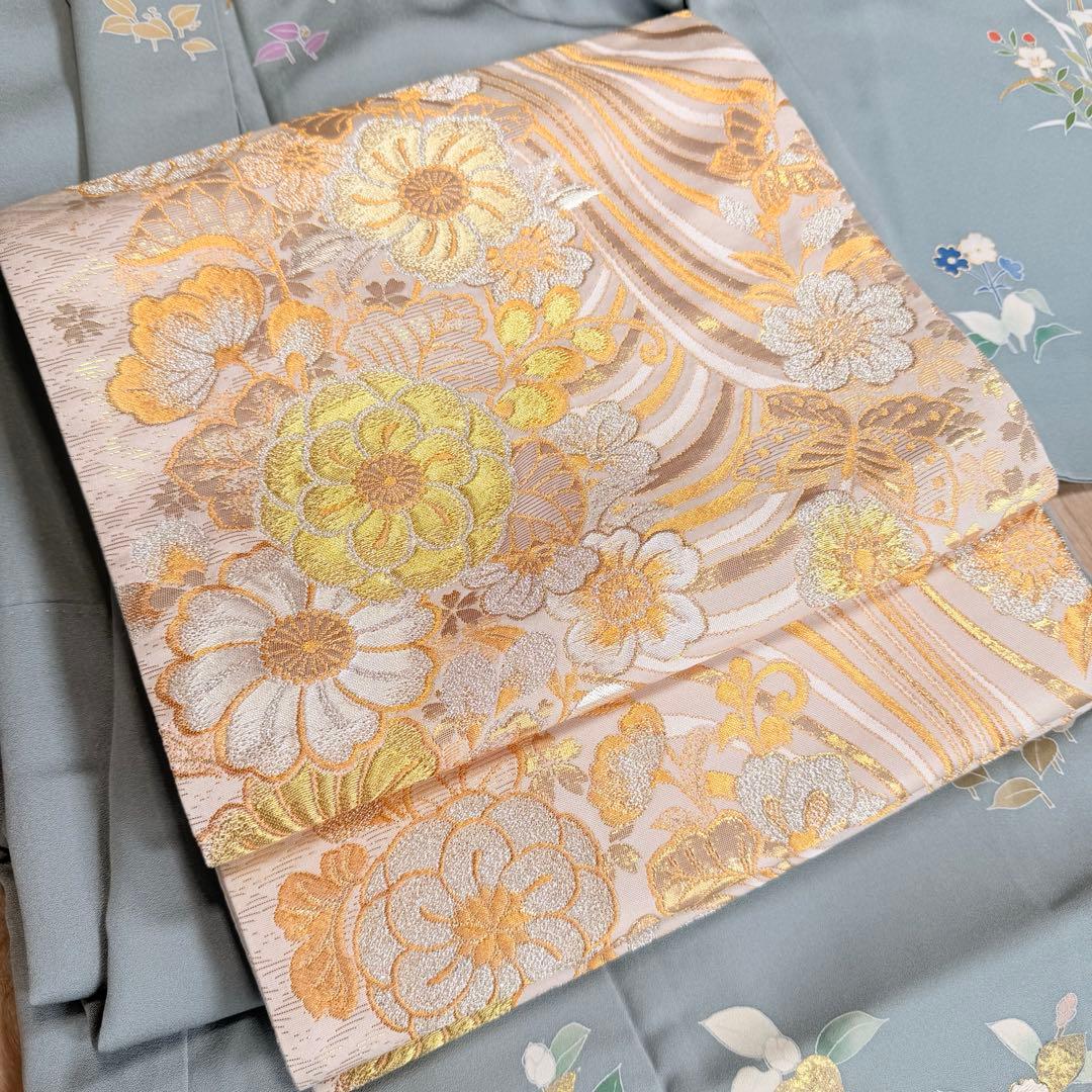 超美品　正絹　訪問着　着物　帯揚げ　帯締め　袋帯　辻ヶ花　4点　セット　156