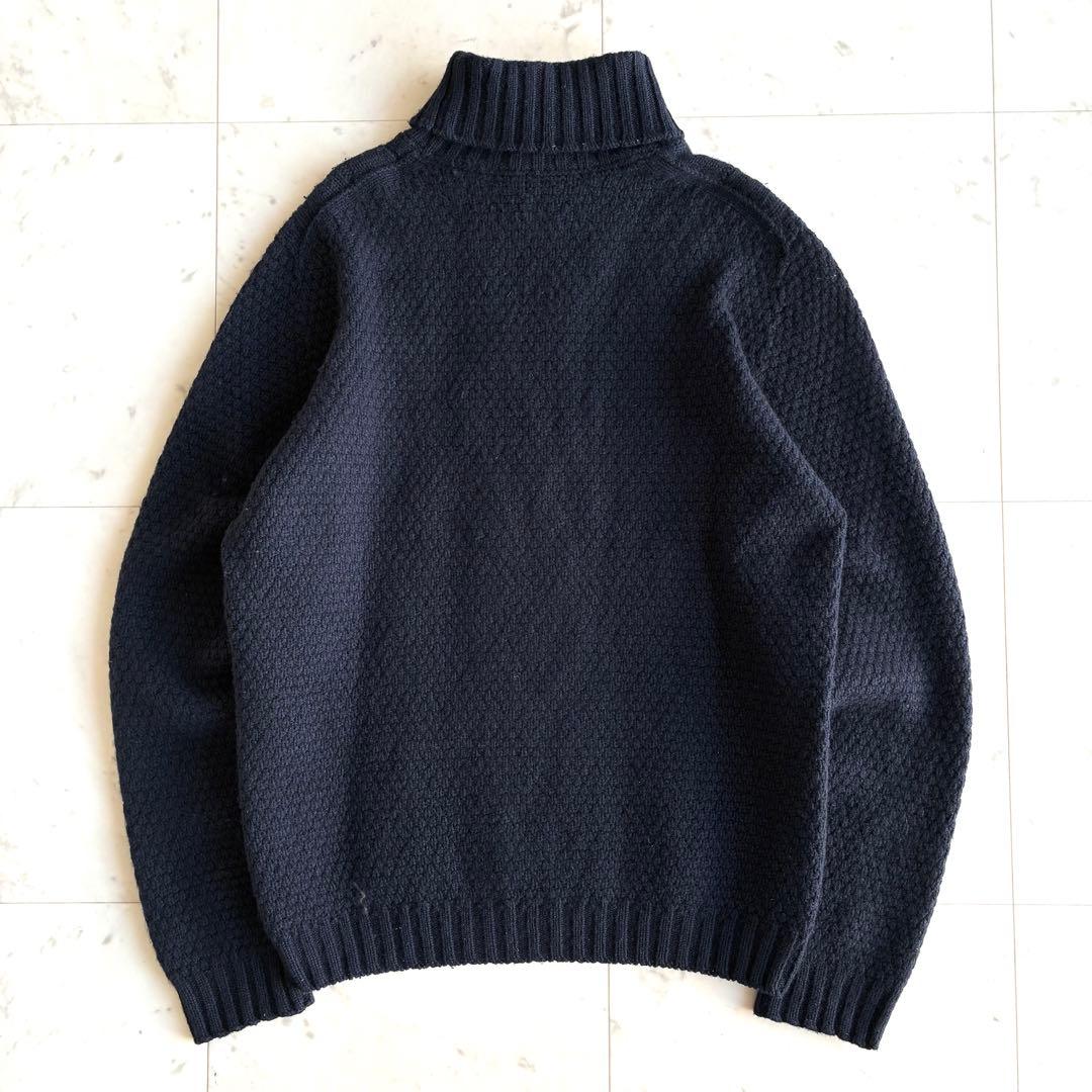 ドルモア タートルネックニット ケーブル ダークネイビー 48