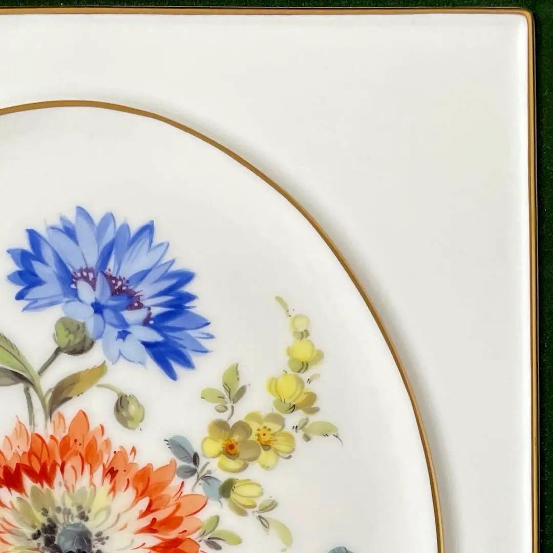 ＊額装五つ花＊額装３４cm×３１cm・画１８cm×１５cm・Meissen・美品