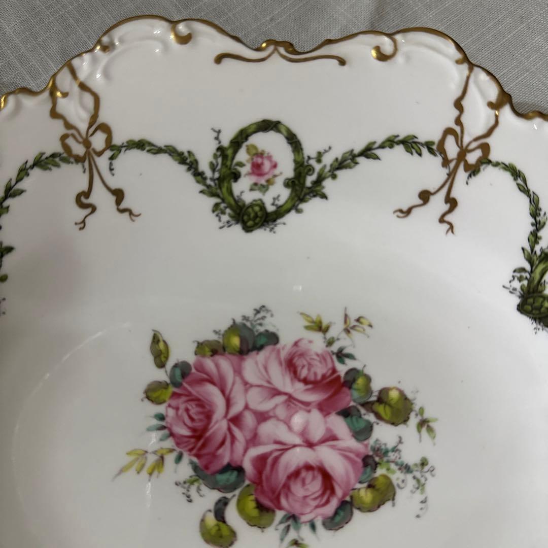 ロイヤルクラウンダービー　リボンプレート　アンティーク　ロールセリニャック