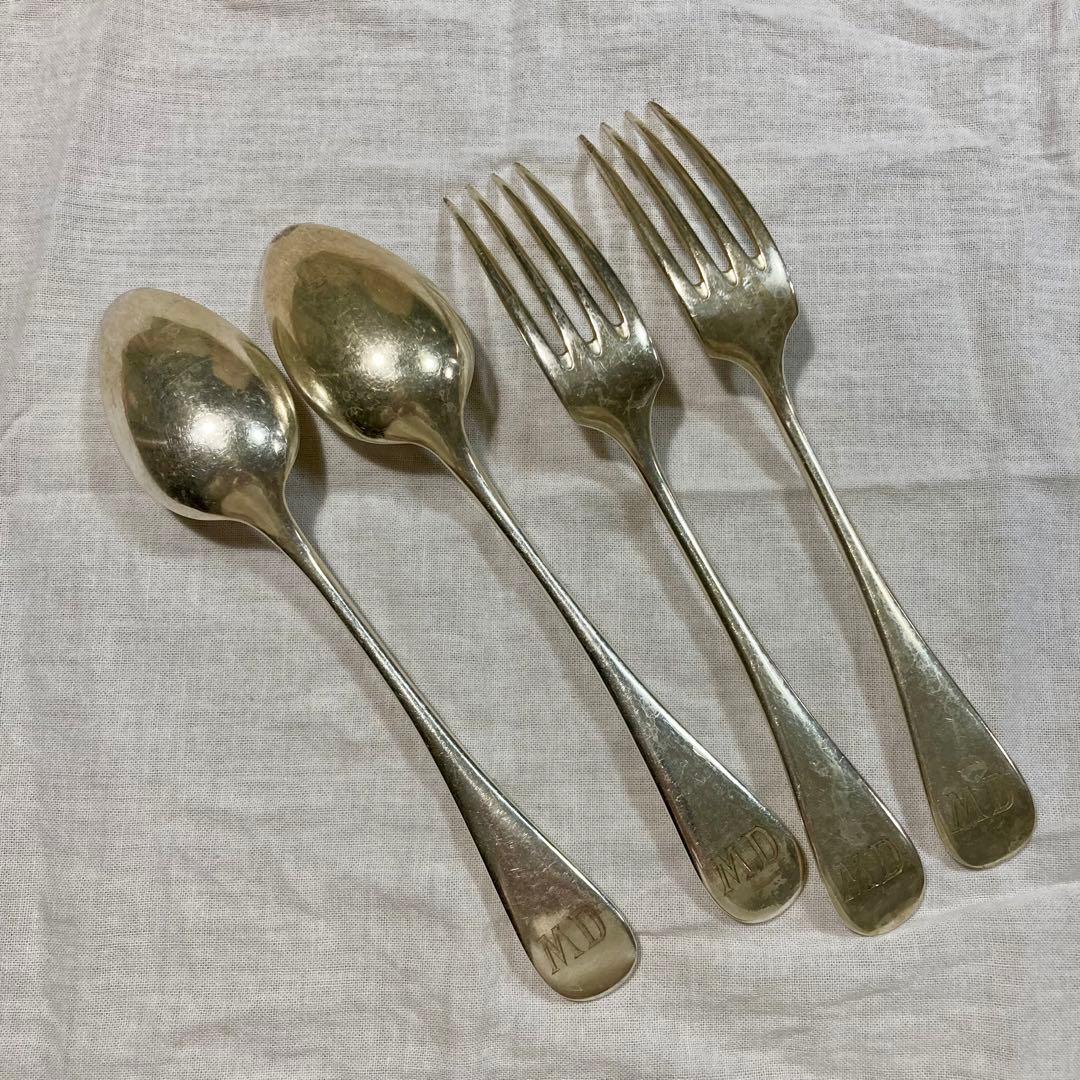 クリストフル Uniplat 純銀フォーク スプーン4本セット 21cm