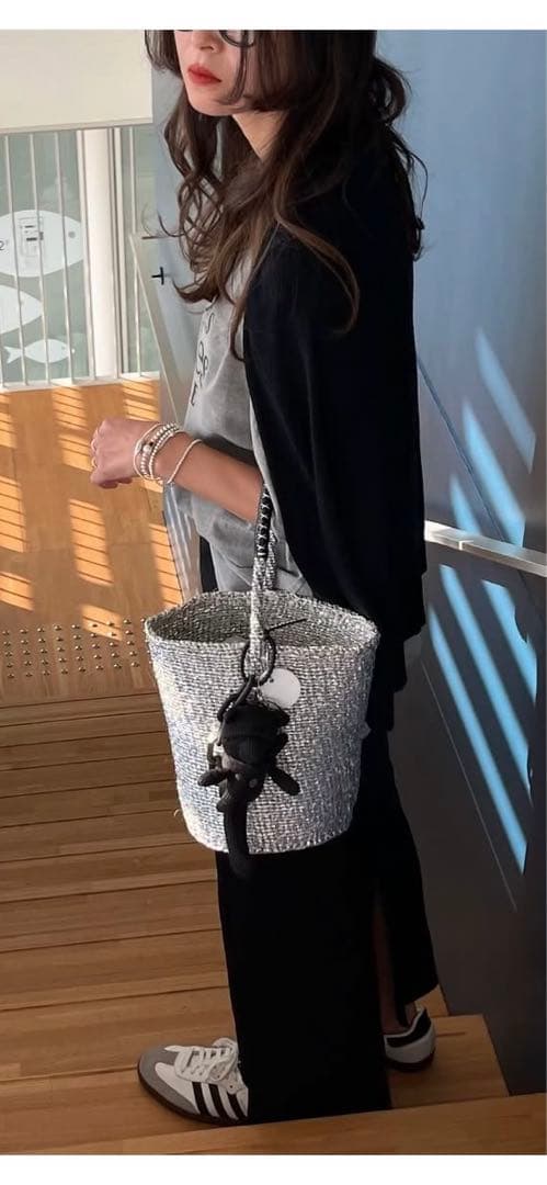 シルバーバケツ型かごバッグ⭐︎meong bule