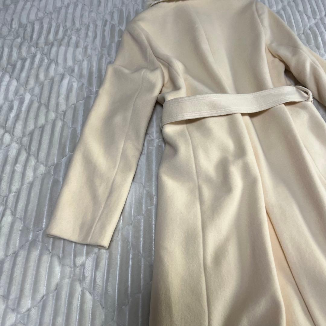 【a3880】エフデ 新品 フォックスファーアンゴラコート ベージュ M