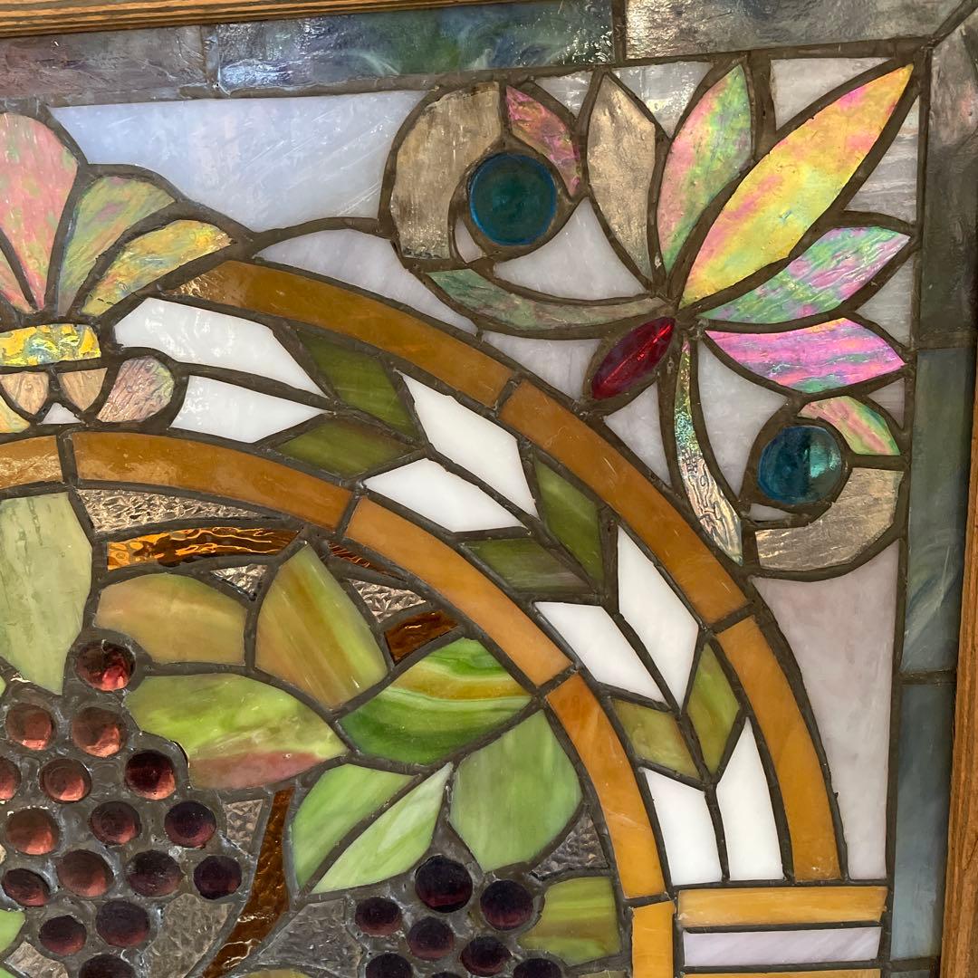 N*o様 ステンドグラス パネル ワイナリー 農園風景 約94×58cm 壁掛け