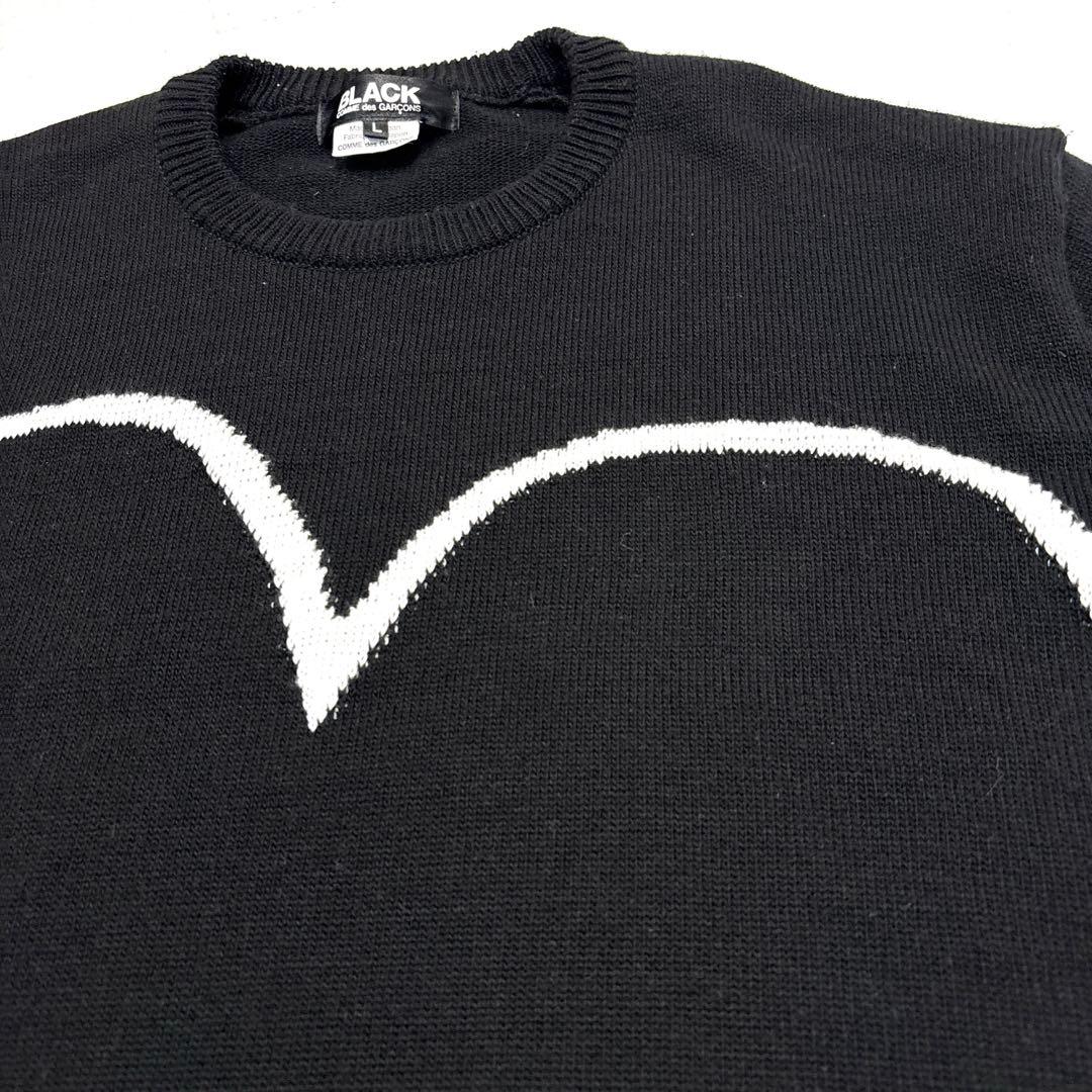 【美品/22AW /メンズL】ブラック　コムデギャルソン　ハート　セーター　黒
