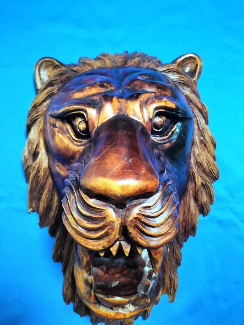 ライオン木彫り　アニマルヘッド　壁掛け最終値下げ