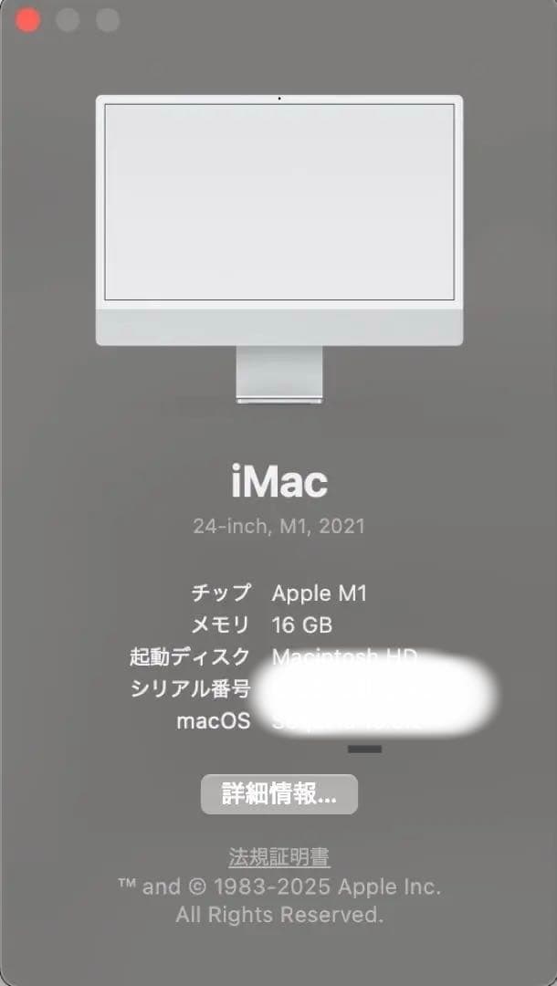 256GB/16GB iMac（24インチ,M1,2021）