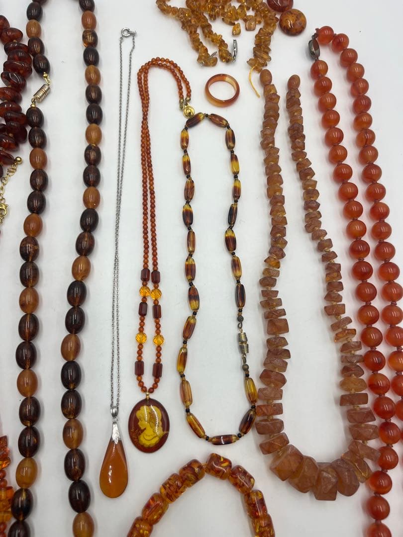 鼈甲？　琥珀？　アクセサリー　シルバー　ジャンク　まとめ売り　総重量約410g