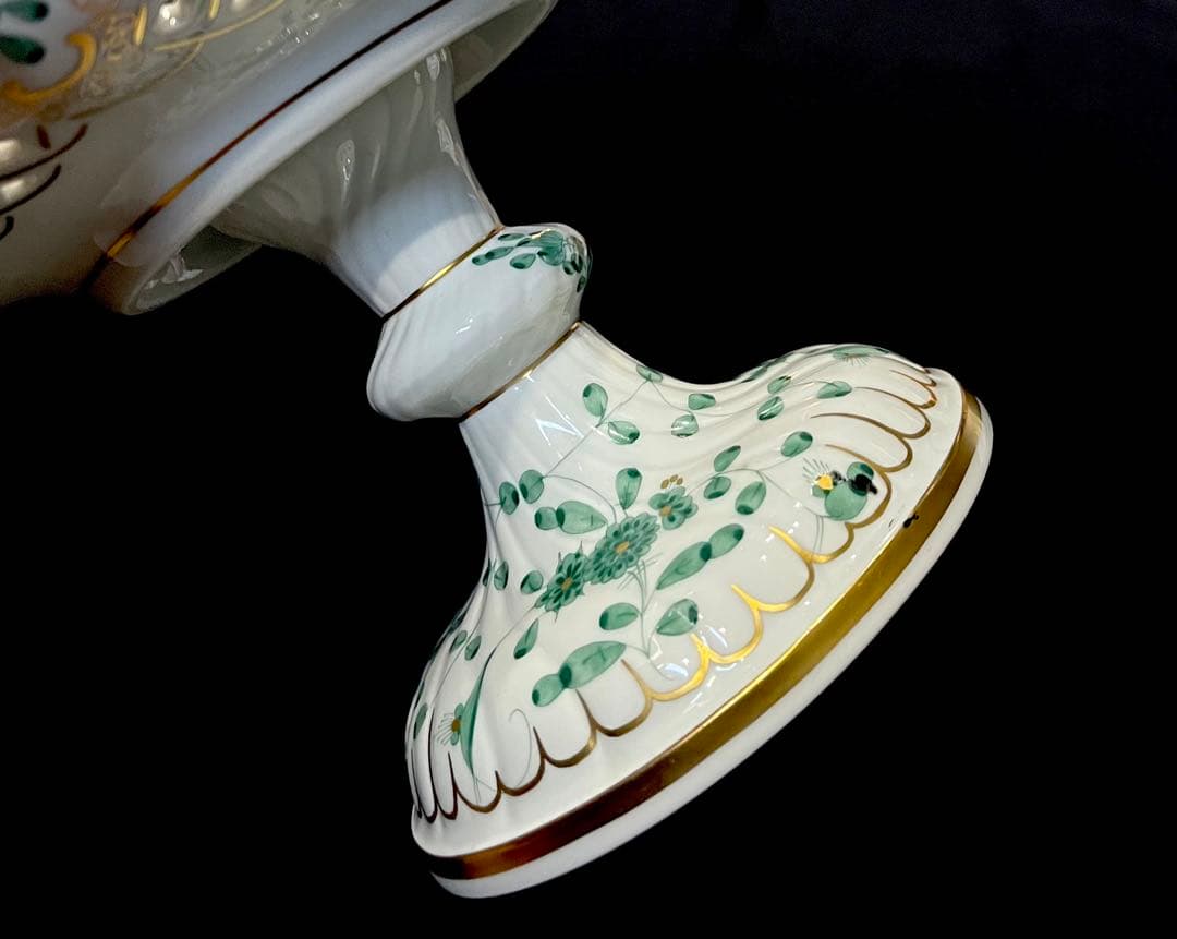 マイセン /※極美品 上級背面装飾 インドの華　リッチグリーン　コンポート