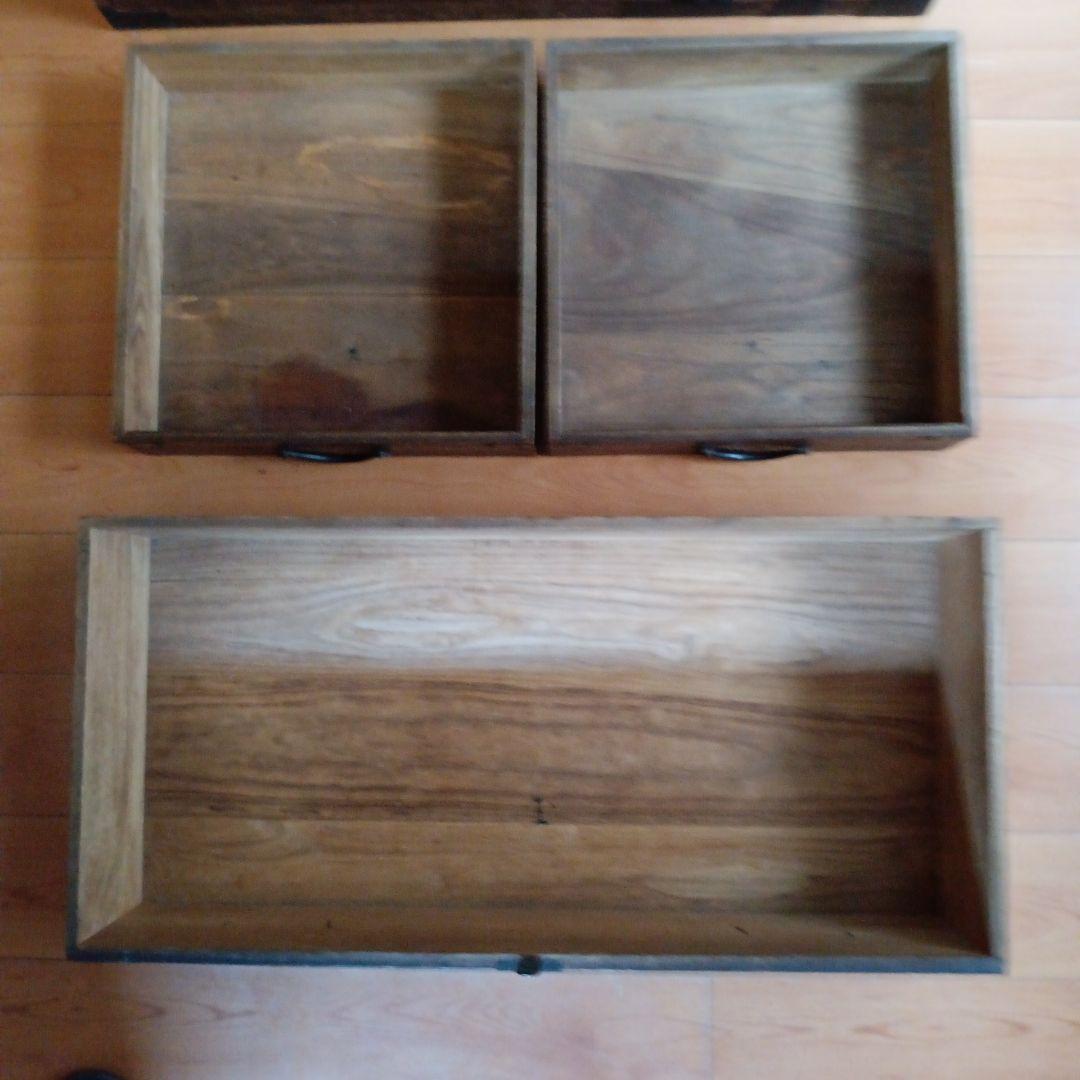 幕末〜明治初期頃　帳場箪笥 商家用／鉄金具多数／書き印あり