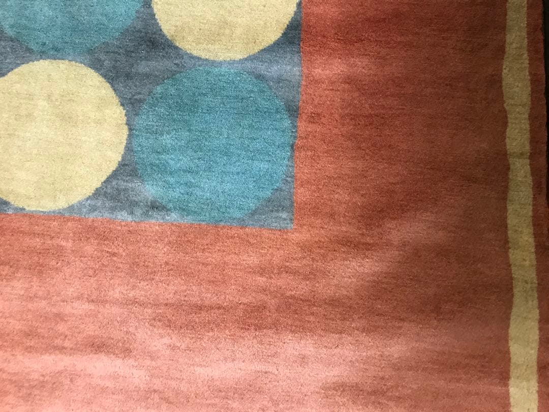 美品 144x201cm 手織り パキスタン 絨毯 ラグ ラグマット 幾何学模様