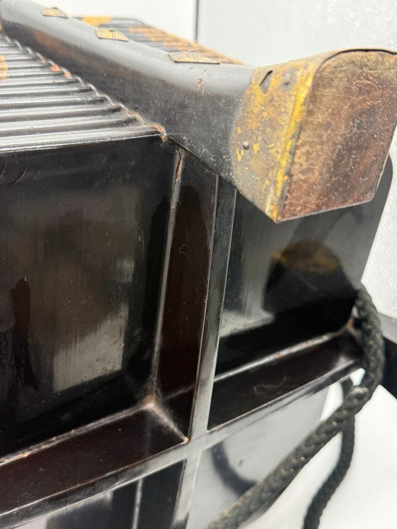 明治期　輪島塗　兜箱　蒔絵　木製　送料込み250510