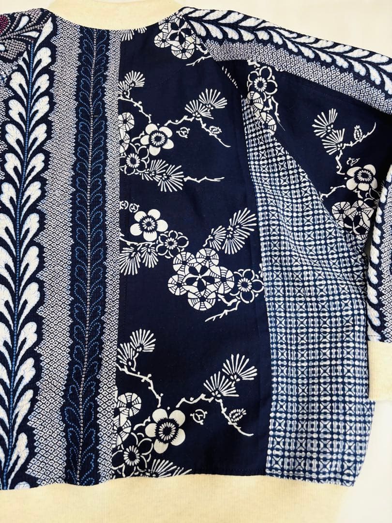 浴衣リメイク93番　浴衣地パッチワーク単衣スカジャン風