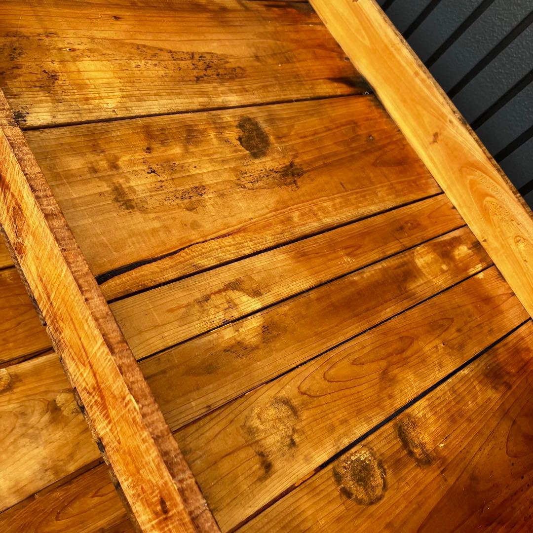 ヴィンテージ アイアンフレーム 木製バスケット トロリーワゴン インダストリアル