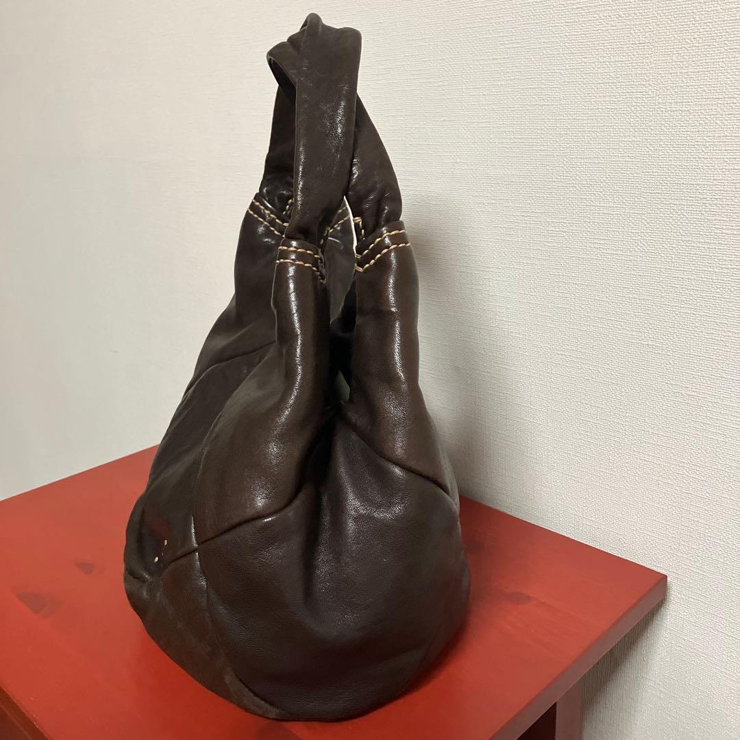 gentenゲンテン ソフトレザーバック　￼ダークブラウン　￼ポーチ付き