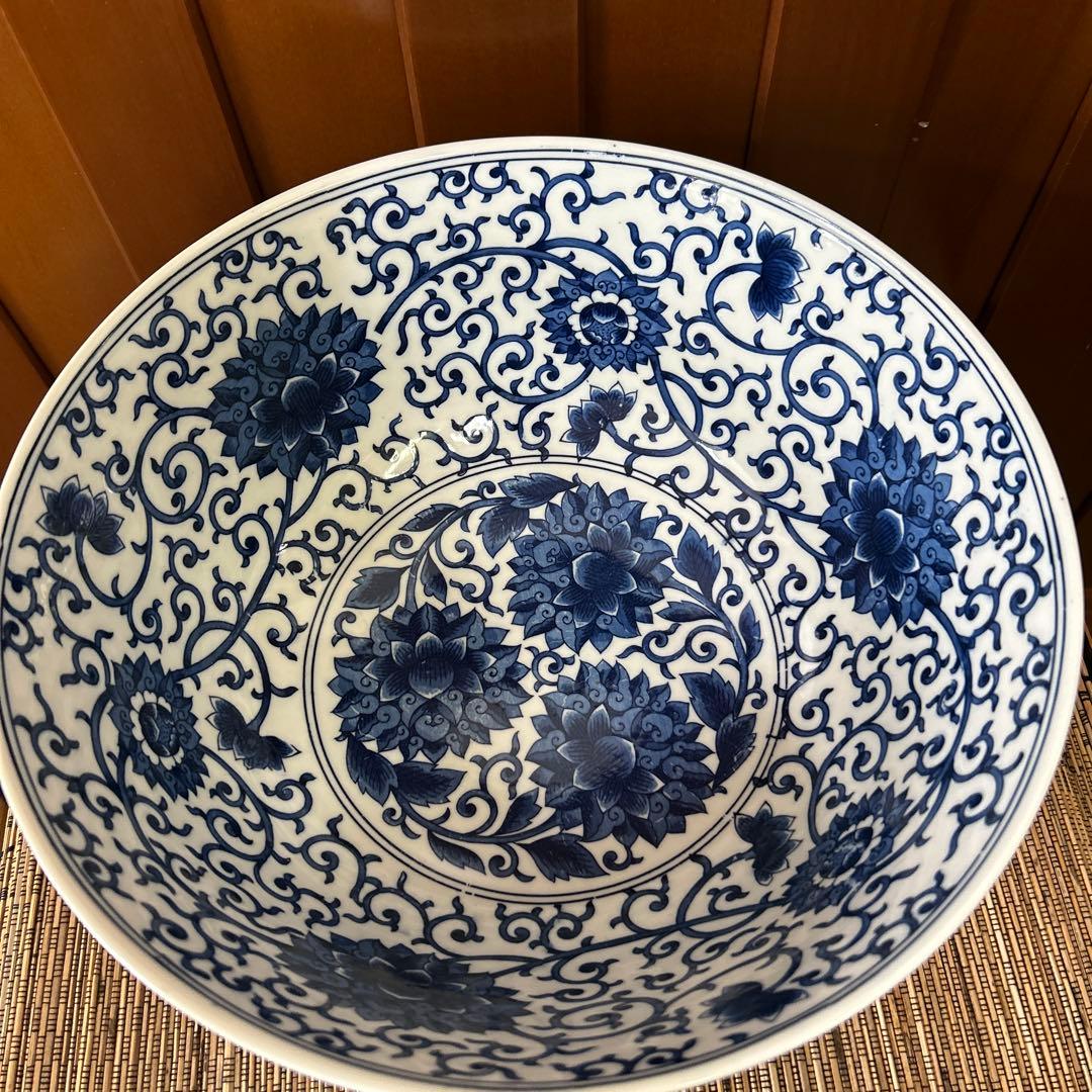 ★ 美品　大明嘉靖年製　青花　華唐草文　中国美術品　大鉢骨董品　アンティーク