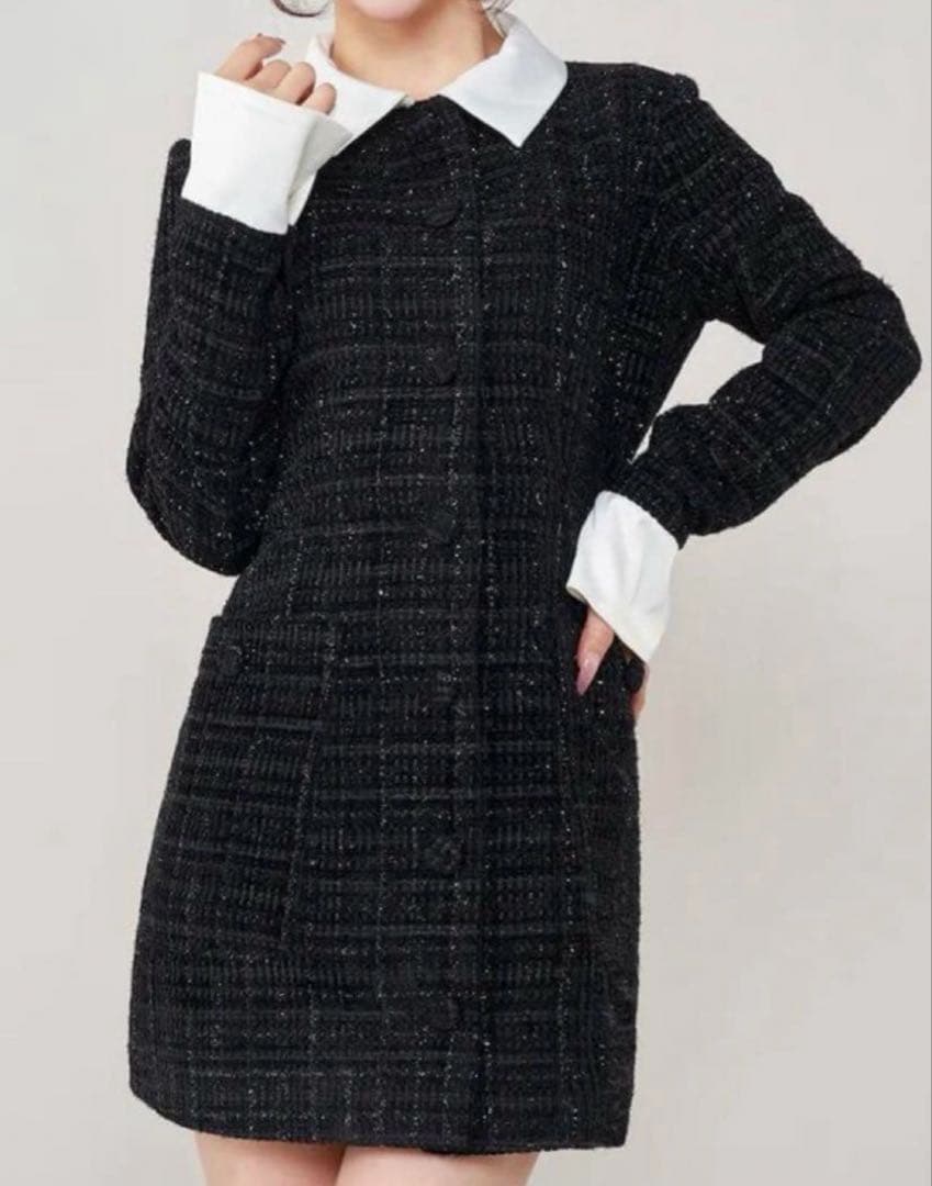 Darich ダーリッチ クラシカルボウタイツイードミニワンピース