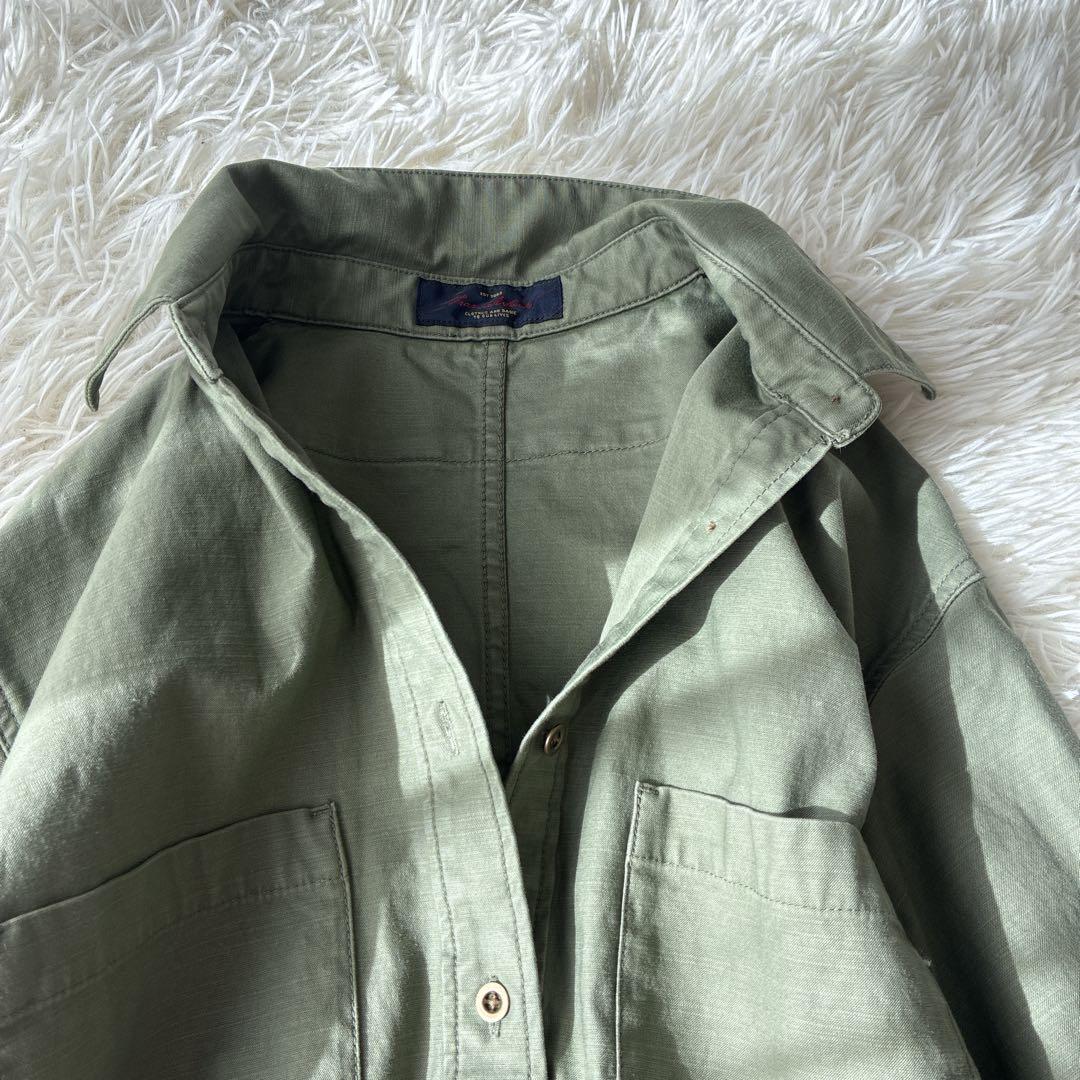 ぬき様 フレームワーク カーキ 長袖シャツ ミリタリーシャツ ゆったり