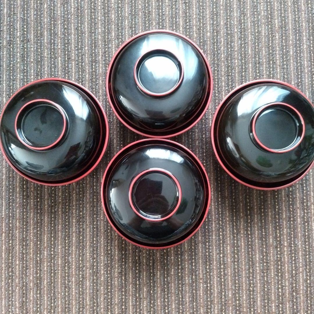 吉野塗　木製漆器　蓋付椀／汁椀／煮物椀　４客セット