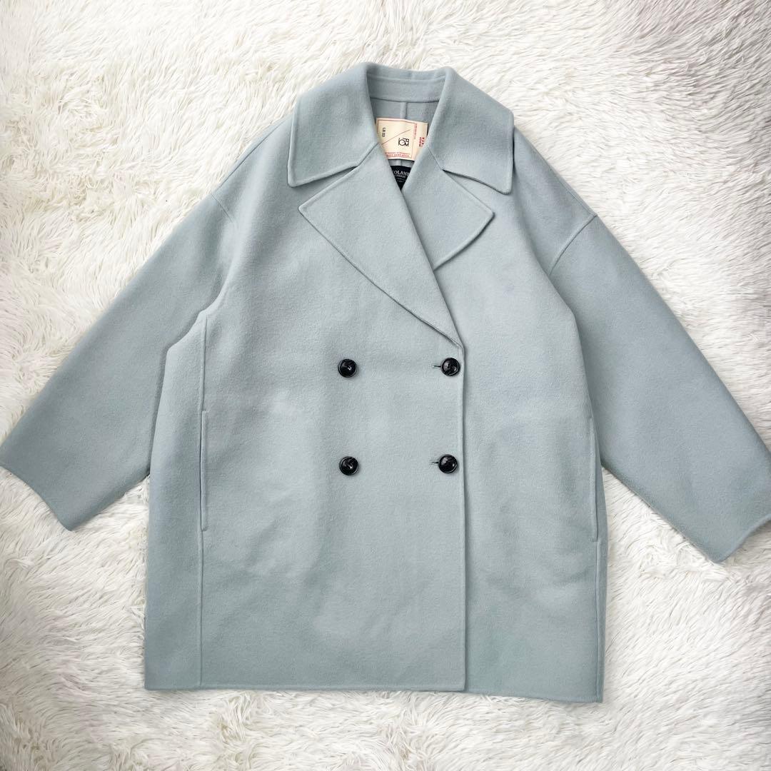 ナノユニバース 140ウールリバーミドルコート　グリーン