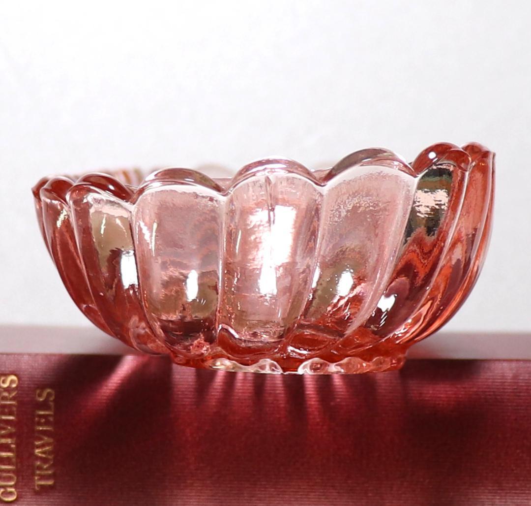 オールド・バカラ 最大サイズ25cm レアカラー バンブー 桃色ガラス大皿 長皿