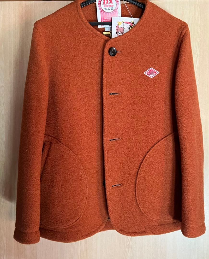 ダントン　DANTON ウール　オレンジ ノーカラージャケット M 36