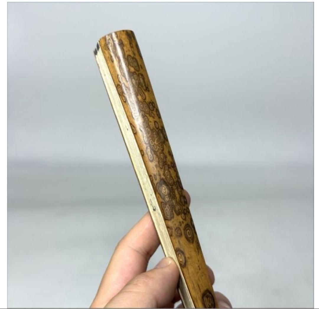 時代物 旧家整理品 扇子 斑竹扇骨 紙本肉筆 金夢石在銘、在印有り 古物保証