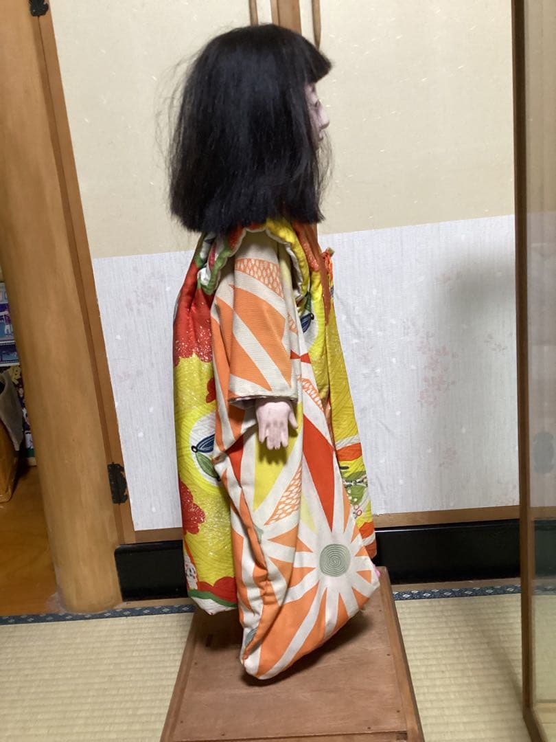 市松人形 74cm 花月斎？　石黒製作　綿入り着物　抱き人形　吹子付き