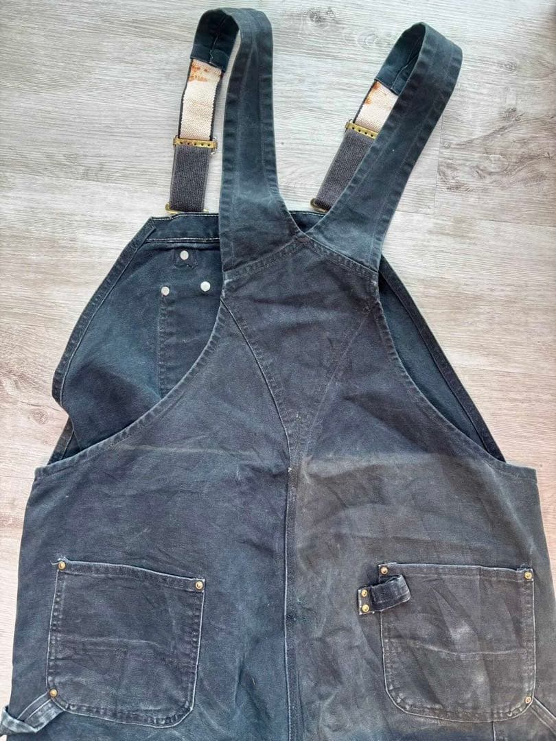 43 Carhartt オーバーオール ダブルニー ブラック フェード 00s