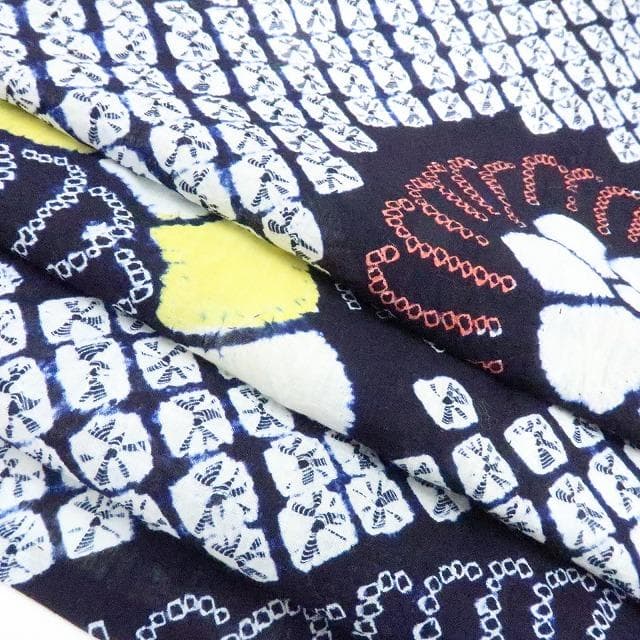 専用Y3423◆美品 有松鳴海絞り 綿 居敷当て付 手縫い 高級浴衣