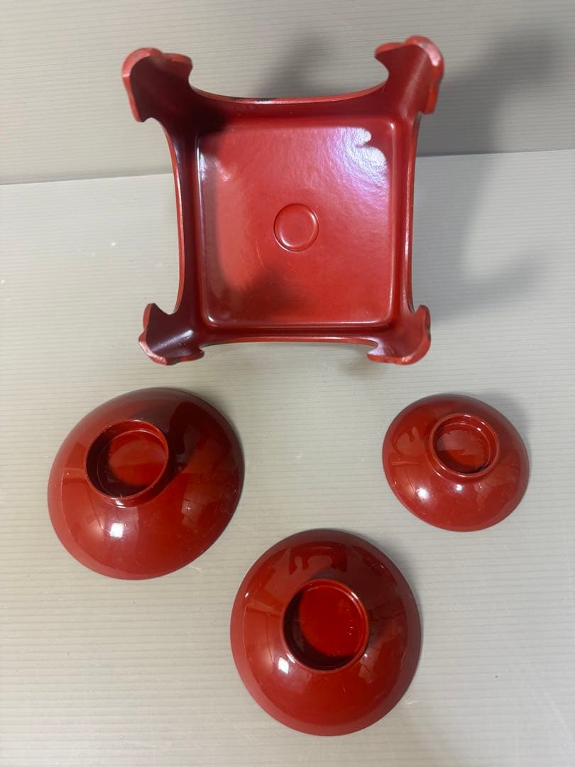 2294 お屠蘇 セット 一式 洗朱 四ツ揃 変り松 クリ足 松台 松竹梅