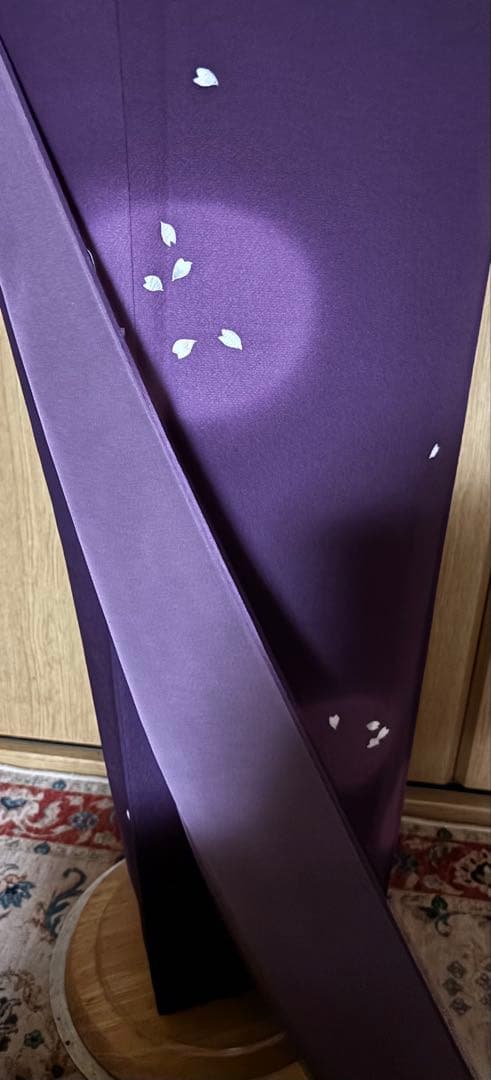 正絹縮緬　小桜、蛍暈し訪問着　 小豆紫【洛楽人工房】トール裄長 未使用　美品