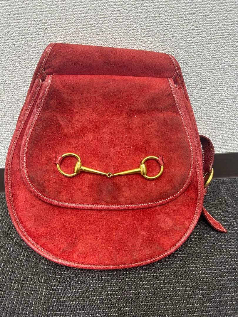 Gucci 赤 スエード ショルダーバッグ　GUCCI