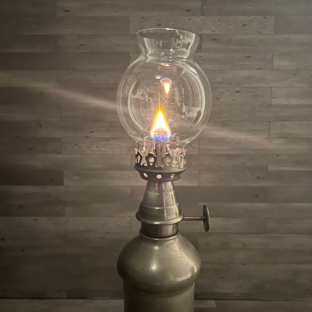 フランス製 アンティーク ヴィンテージ オイルランプ エタン ピューター製