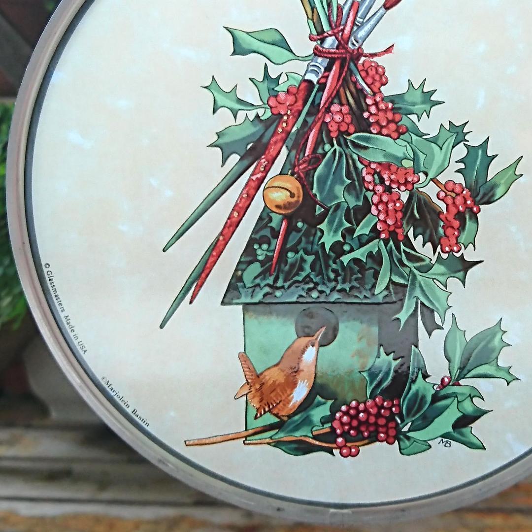 新品バスティン ステンドグラスHollyヒイラギ グラスマスターズ社 クリスマス