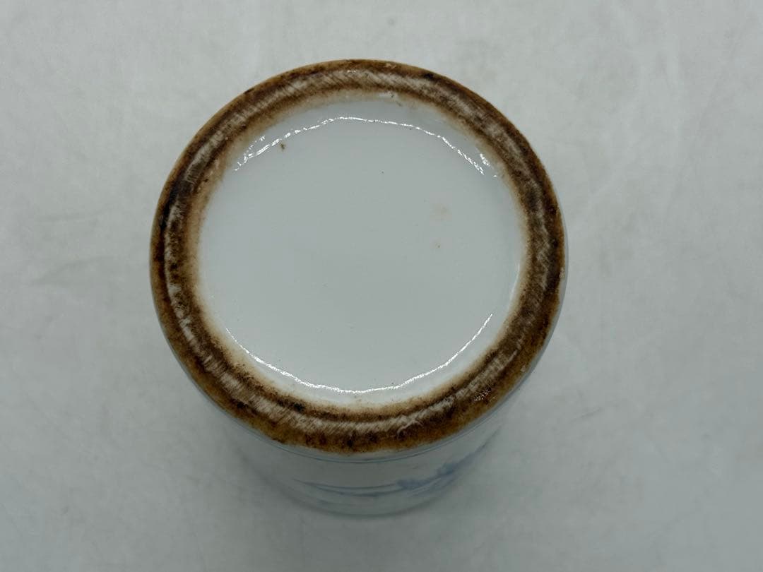 中国　染付　山水紋筆筒　送料込み260127