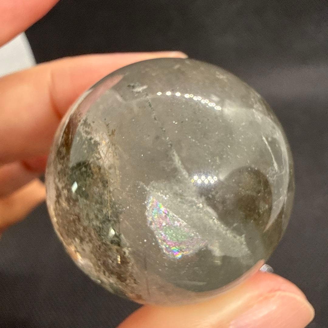 ルチル×クォーツインガーデンクォーツ　スフィア【ファントム、虹】ランダム台座付き