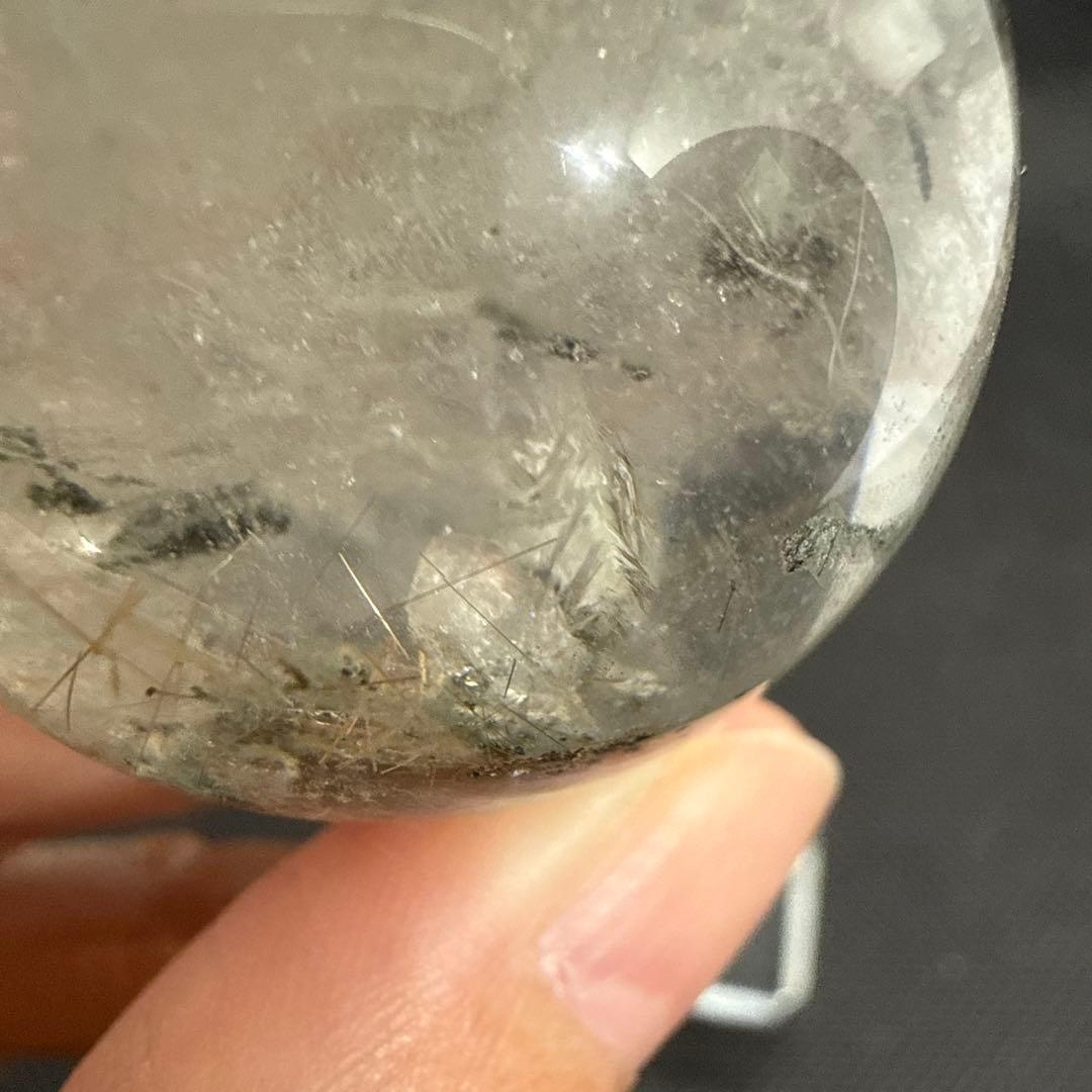 ルチル×クォーツインガーデンクォーツ　スフィア【ファントム、虹】ランダム台座付き