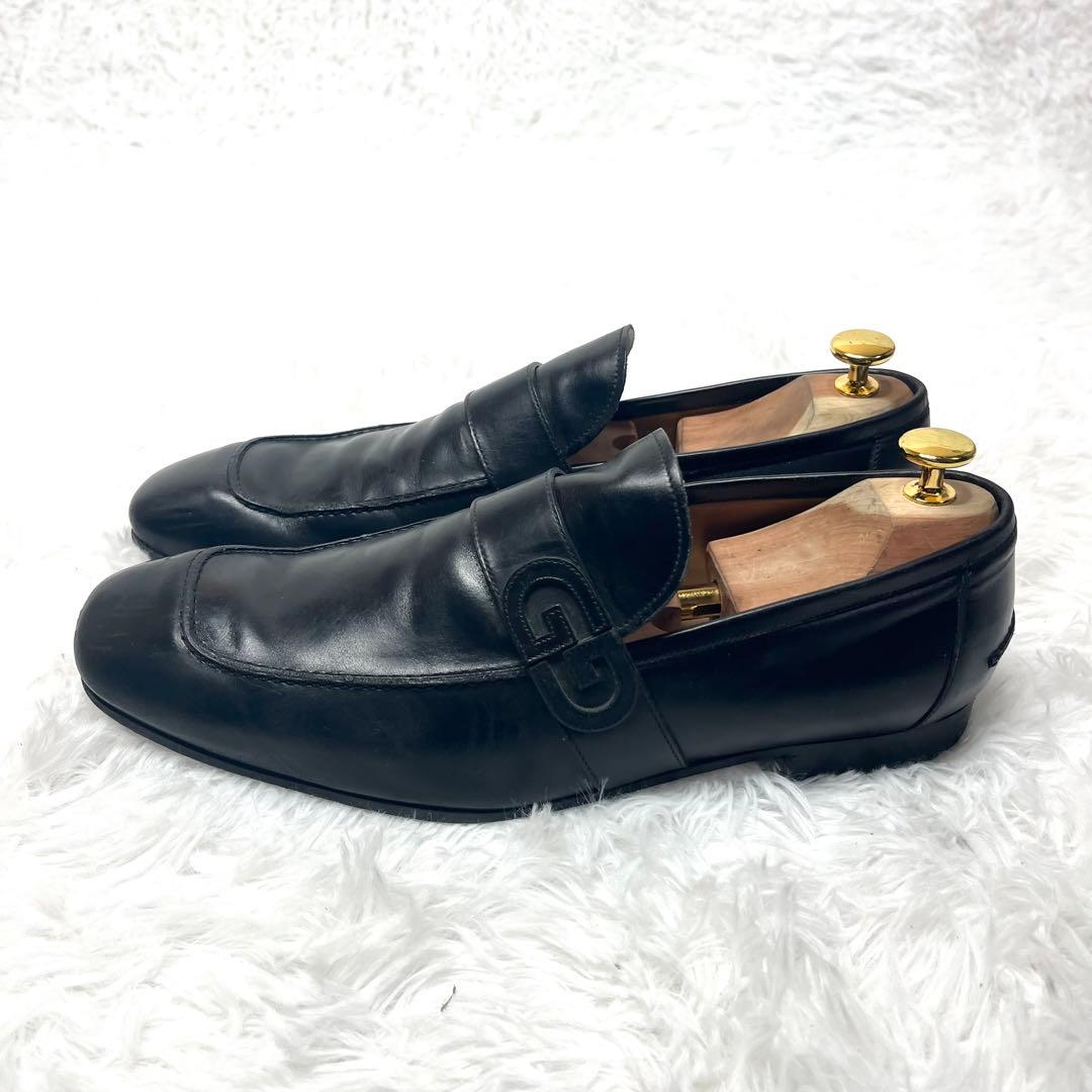 【美品】 GUCCI グッチ GGロゴ ベルト ローファー 26.5cmブラック