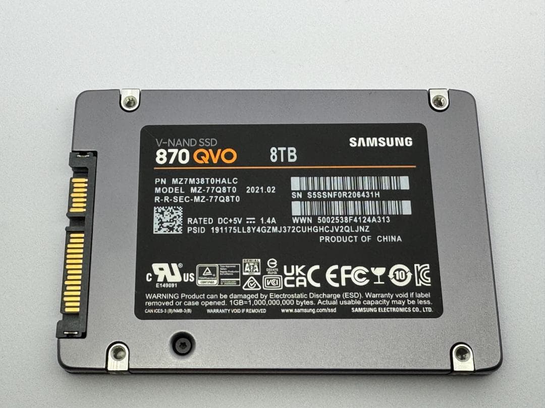 紫*猫様 サムスン 870QVO 8TB MZ-77Q8T0 2.5\" SSD